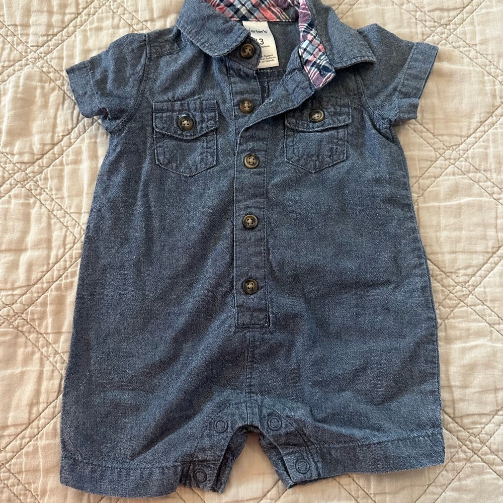Carter's Blue Denim Romper Jumpsuit